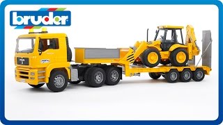  Bruder Toys Man TGA Low Loader Truck With JCB Backhoe Loader :  Toys & Games