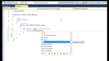 Números del 100 al 1 C#