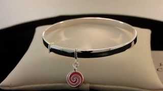 Childrens Kids Solid Sterling Silver Lollipop Swirl Christening Bangle 79052PK