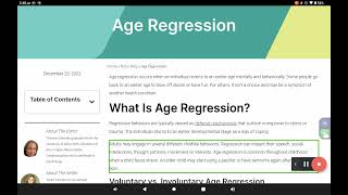 Age Regression definition by licensed doctors, phycologist, and a therapist