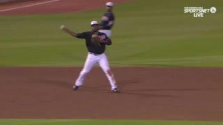 Lad Uribe Makes A Diving Stop And Gets The Out