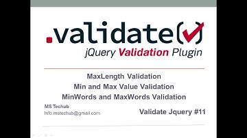 Min, Max, MaxLength, MaxWords, MinWords Validation using Jquery