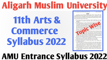 AMU 11th Commerce  Entrance Syllabus 2022 !booklist, Syllabus 2022, AMU 11th entrance syllabus 2022