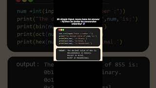 Decimal se binary, octal & hex tak – Python ki jadoo bhari conversion! 🚀💻#viral #trending #fyp