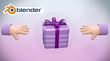 Blender 3d animation video of cartoon hands and gift box