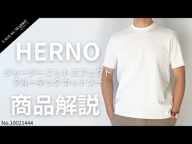 定価3,9万 HERNO コットンニットエフェクト クルーネックカットソー HERNO/ヘルノ」ジャージーニットエフェクト クルーネックカットソー