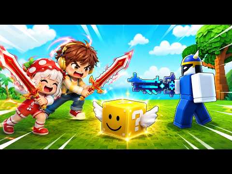 Cio and Cia Battle Knights for the Rarest Lucky Block! (ROBLOX)