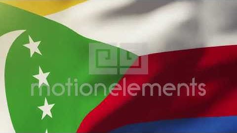 Comoros Flag Waving In The Wind. Looping Sun Rises Style. Animation Loop Stock Animation