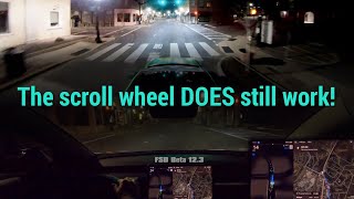 FSD 12.3 at night - the scroll wheel DOES adjust your speed!