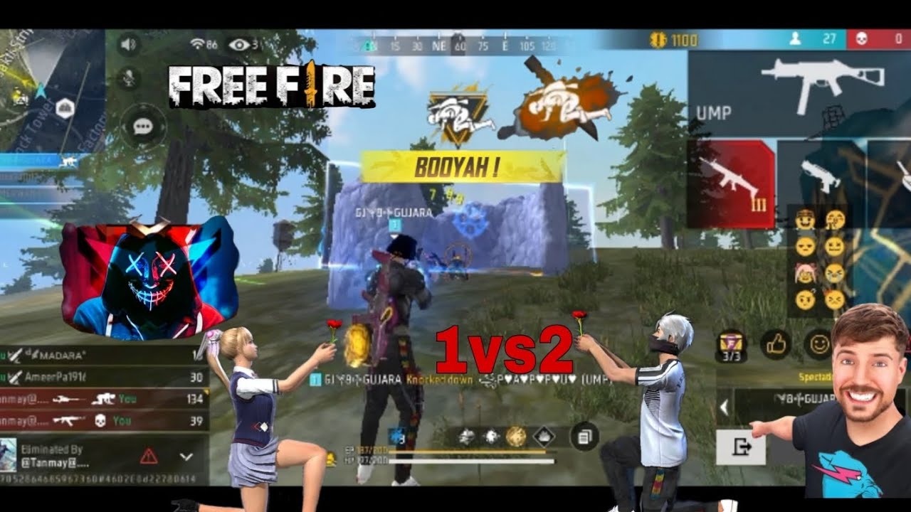 My friend free fire 1vs2 BR ranked push op gameplay - YouTube