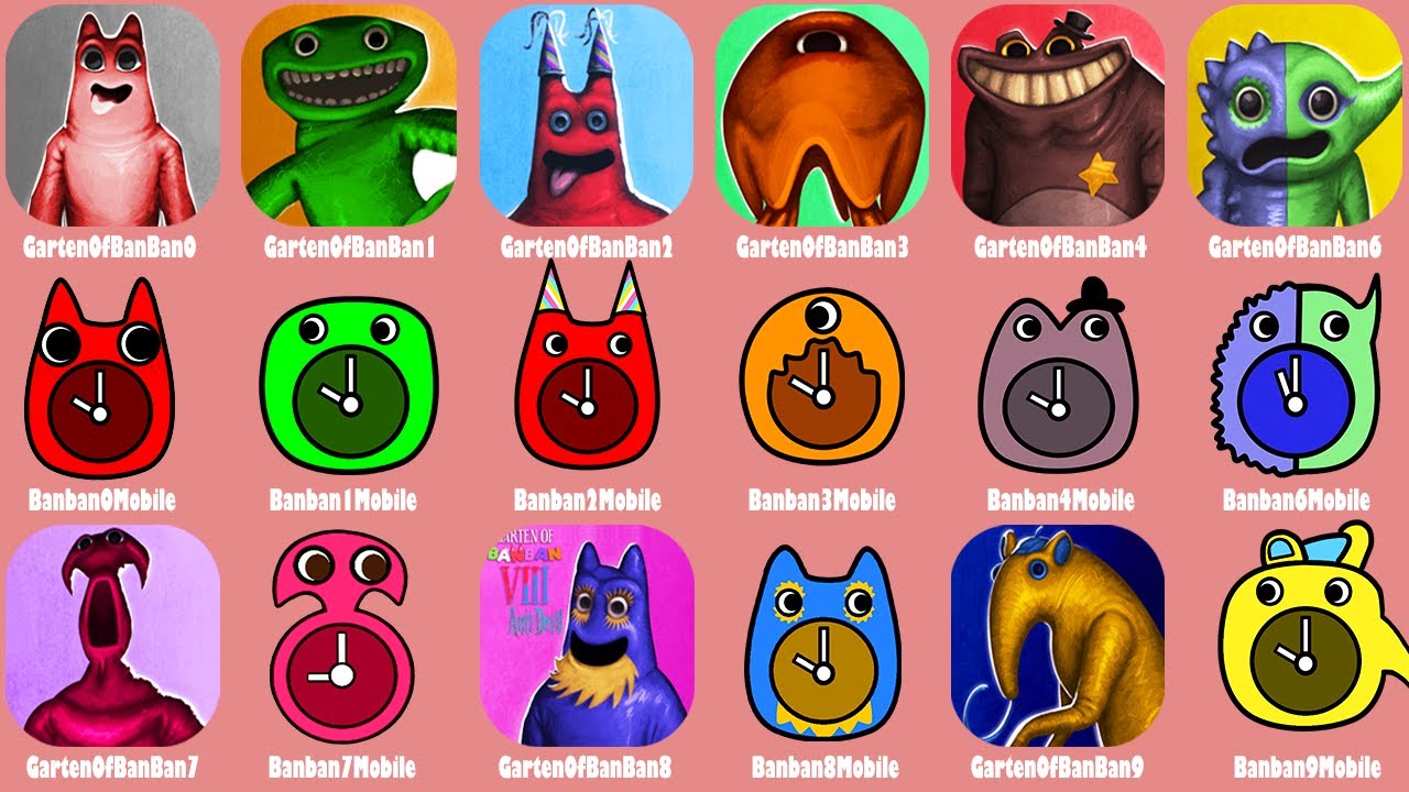 Garten of Banban 0,1,2,3,4,5,6,7,8,9 Clock Screen Comparison,Garten of Banban 8 Anti Devil Mobile