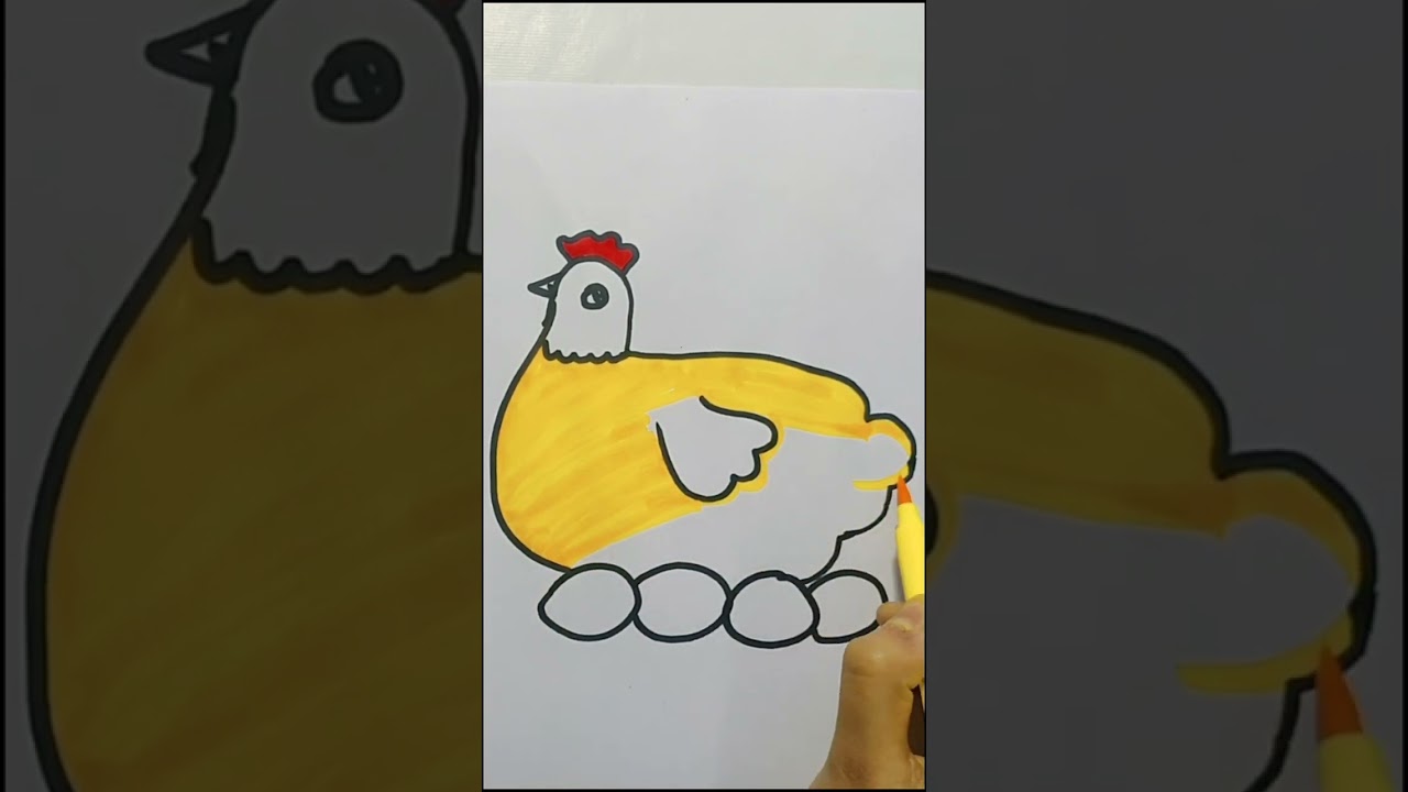 Easy Hen Drawing | Easy Brush Pen Drawing | Drawing With Brush Pen 