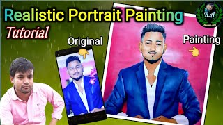 How to paint a realistic portrait in oil || A boy painting step by step in  hindi || Kishor Art