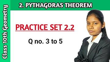 Class 10 maths chapter 2 pythagoras theorem practice set 2.2 Question 3 to 5 in hindi