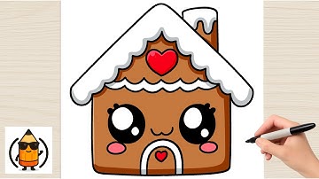 How To Draw A Cute Gingerbread House | Easy Christmas Drawing Tutorial For Kids 