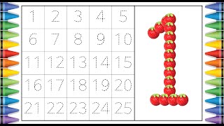 [숫자 놀이] 유아와 아이들을 위한 숫자 1부터 25까지 쓰기 | Write number 1 to 20 | Learn numbers | abcd | a for apple