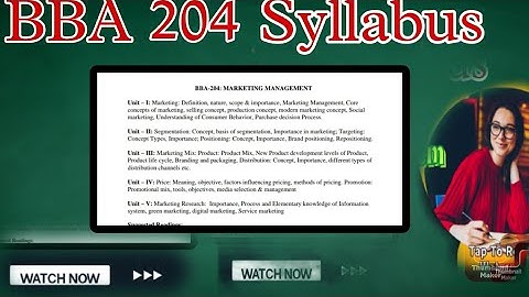 Marketing Management  ,BBA 204 Syllabus [ ccs university bba 2nd semester] 2024
