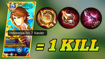 WHEN TOP 1 XAVIER TRY ONE SHOT BUILD & EMBLEM 2023 | XAVIER USER MUST TRY THIS 1 HIT BUILD & EMBLEM