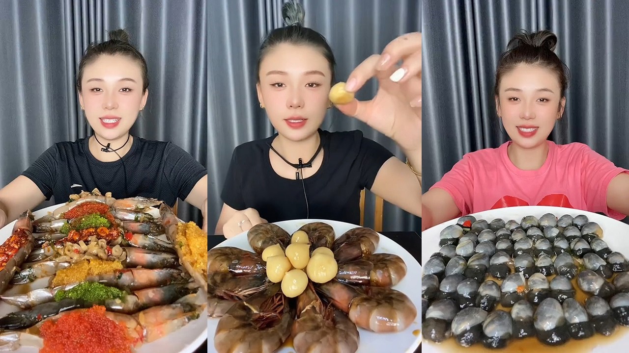 Fish Roe Stuffing 【MUKBANG】Fish roe stuffed shrimp + Thai shrimp + Mud snail🦐🐟🐚🌶🍋🧄# ...