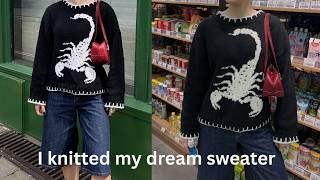 Knitting my first intarsia sweater and its a SCORPIO