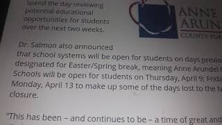 AACPS to close schools March 16-27
