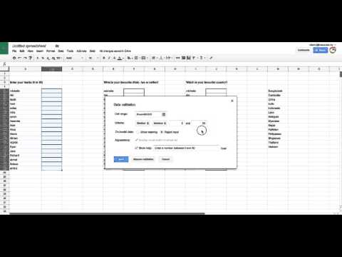 Google Sheets - Data Validation