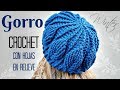 APRENDE A TEJER GORRO A CROCHET CON HOJAS EN RELIEVE