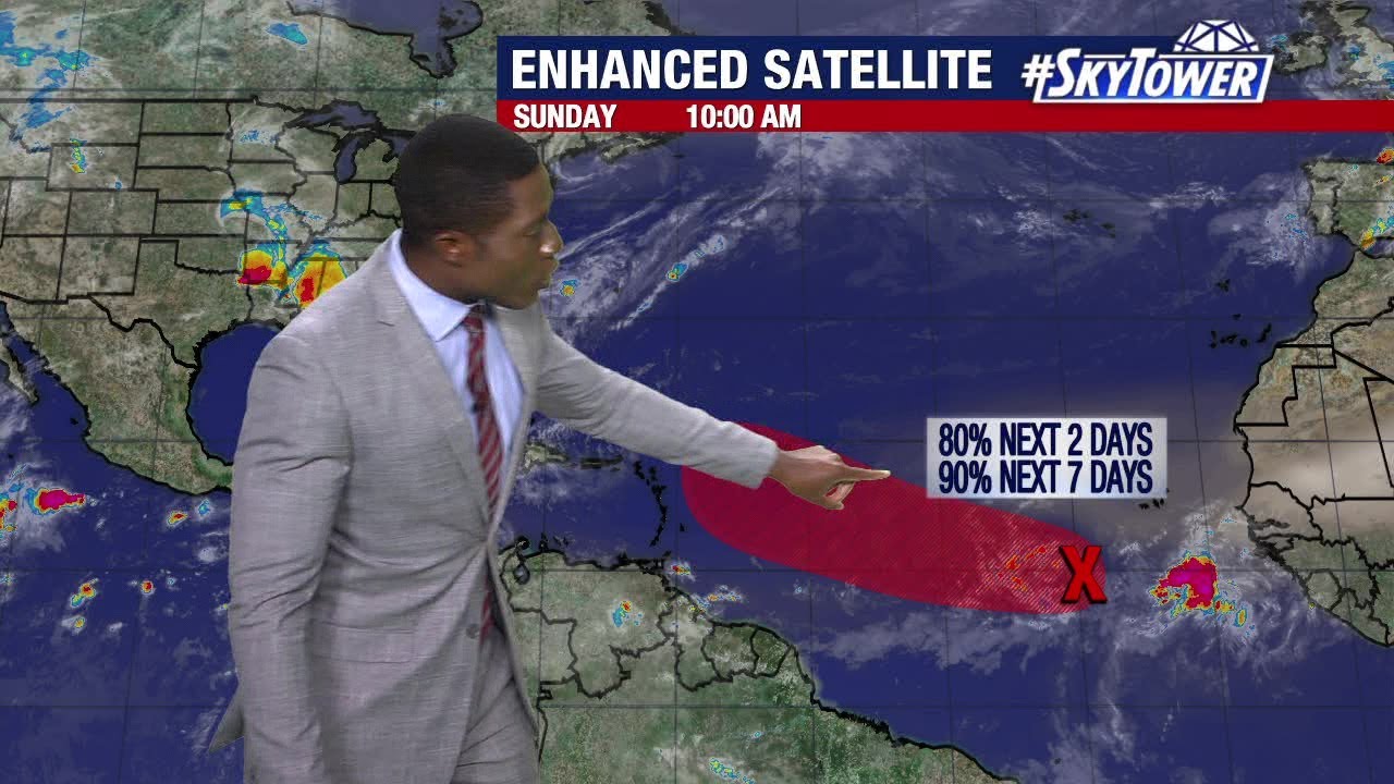 Tropical storm beginning to form in the Atlantic - YouTube