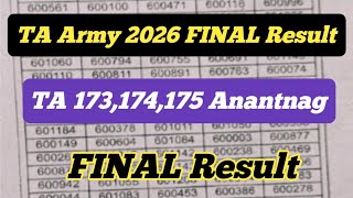 TA Army 173,174,175 Anantnag Result ll TA Army FINAL Result 