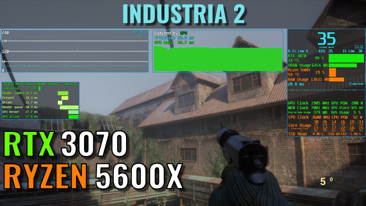 Industria 2 - Unreal Engine 5.6 Game - RTX 3070 - Ryzen 5600x - 1440p, 1080p - Benchmark
