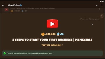 5 STEPS TO START YOUR FIRST BUSINESS | MEMEGIRLS | Memefi New Video Code