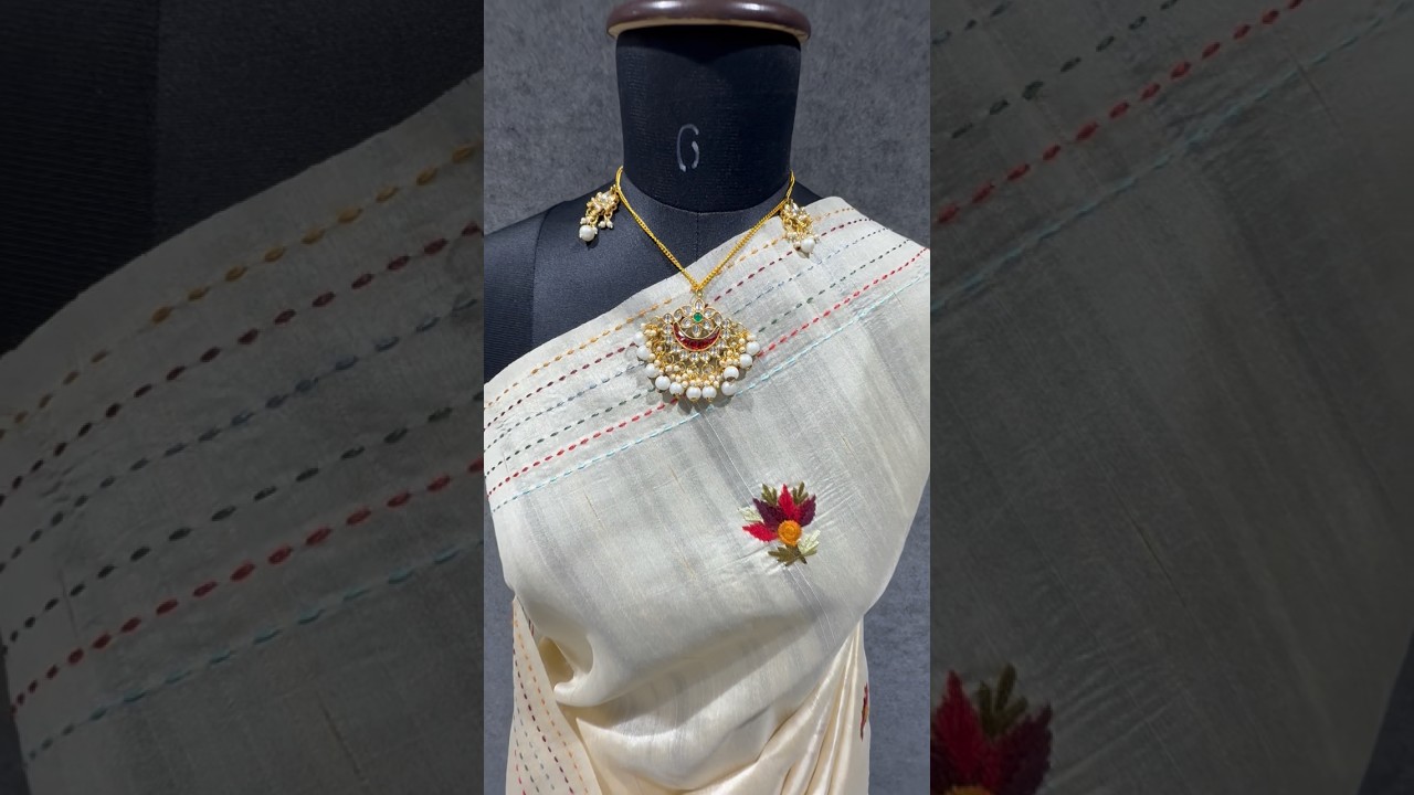 Pure Tussar Silk Embroidery Saree