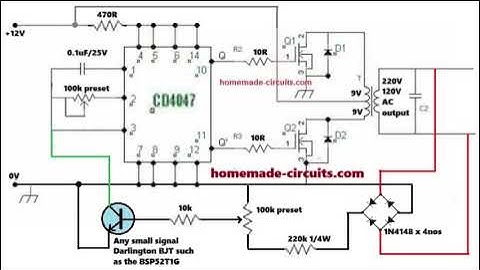 How to Add an Automatic Feedback Voltage Control to a 4047 Inverter Circuit