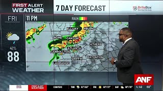 First Alert Forecast: Few spotty showers today, increasing storm chances this weekend