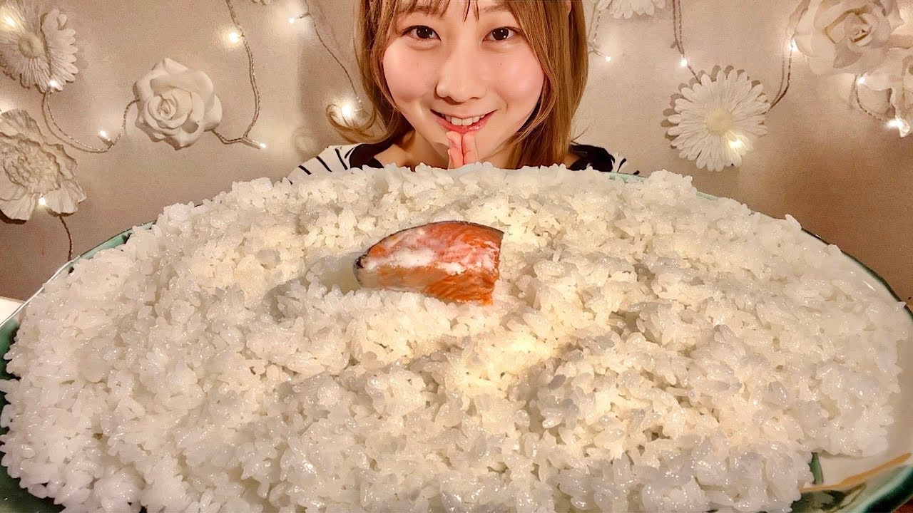 ASMR Японский рис с солёным лососем «Bodakko»  【русские субтитры】【Mukbang/ Eating Sounds】