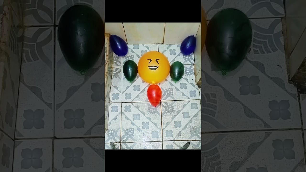 smile emoji & 5 mini water balloon popping reverse 😆💦 
