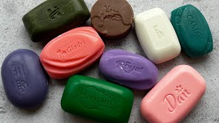 картинка: ASMR soap/ Dry soap cutting 💚🤍🩷💜🤎/ Резка сухого мыла 