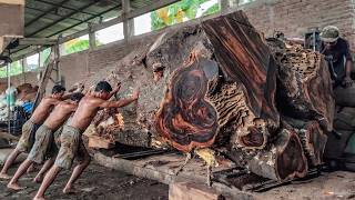INSANE WOOD PATTERN! Giant Rare Log Reveals Endless Black Grain