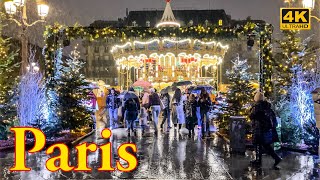 Paris, France🇫🇷 - Beautiful Christmas Village in Paris 4K | Paris 4K | A Walk In Paris