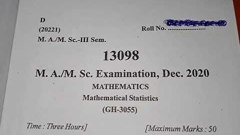 M.A/M.sc. 3rd Sem (Mathematical Statistics) 2020