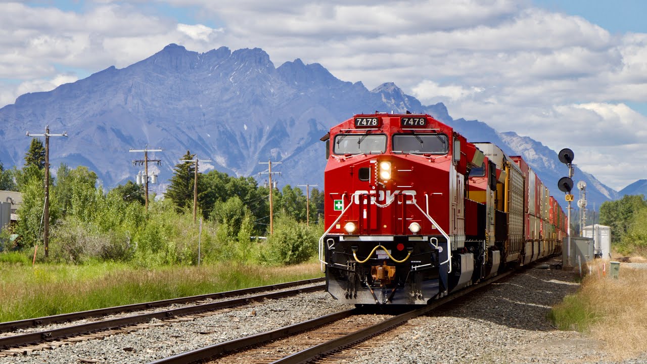Fresh Set Of Power! CP 7478 Leads CPKC 112 (Intermodal) East at Canmore Alberta. CPKC Laggan Sub