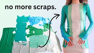 bye bye scraps!👋How to  Make a Long Sleeve Top from Fabric Scraps - DIY Scrap Fabric Sewing Tutorial