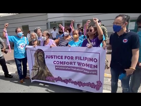 Filipino comfort women survivors rally outside japanese embassy in manila