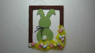 Easter Bunny in a cardboard frame. Easter decorations DIY