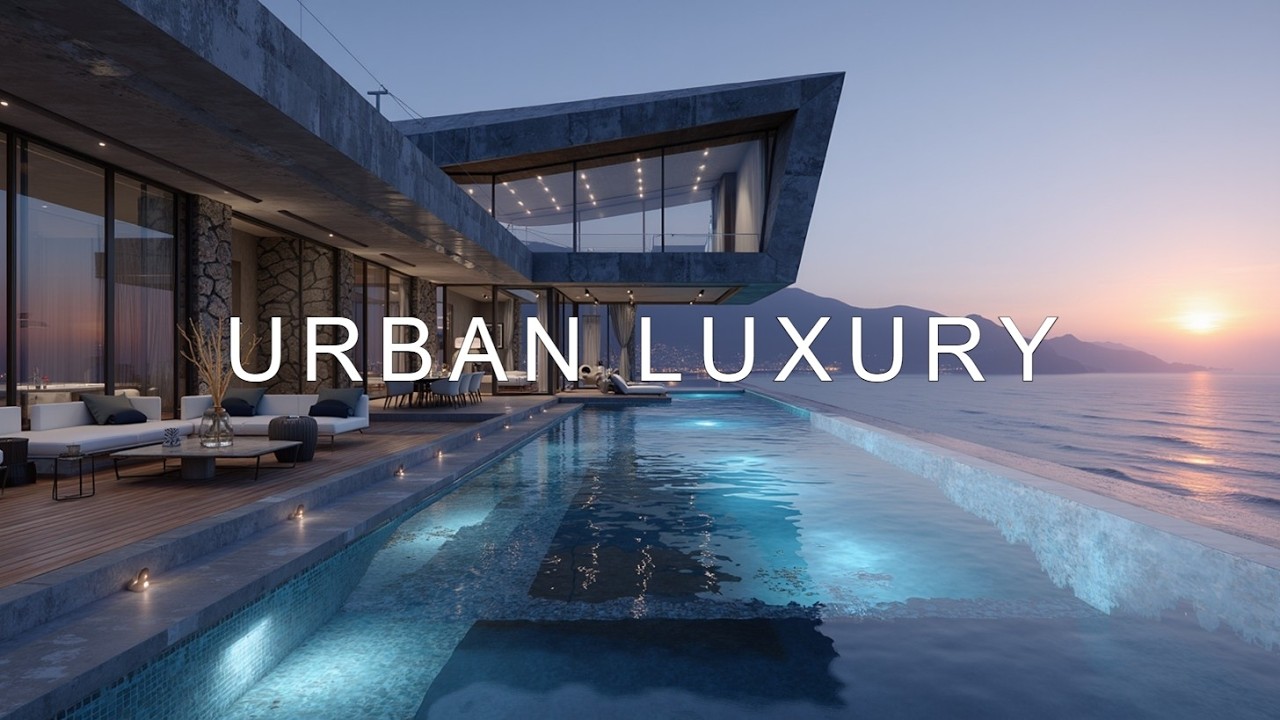 Дип Хаус Городская Роскошь Закат Горизонт Атмосфера Лаунж на Крыше