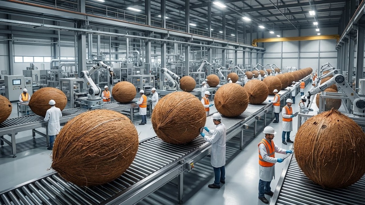 Inside a Modern Coconut Oil Factory: From Tree to Bottle (Full Process)