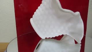 Vintage Kanawha Ruffled Milk Glass Hobnail Candy Dish Bowl Fenton Style USA EUC