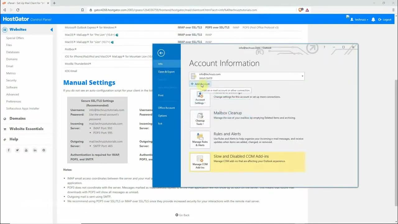 how-to-create-email-address-in-cpanel-setup-outlook-to-send-receive