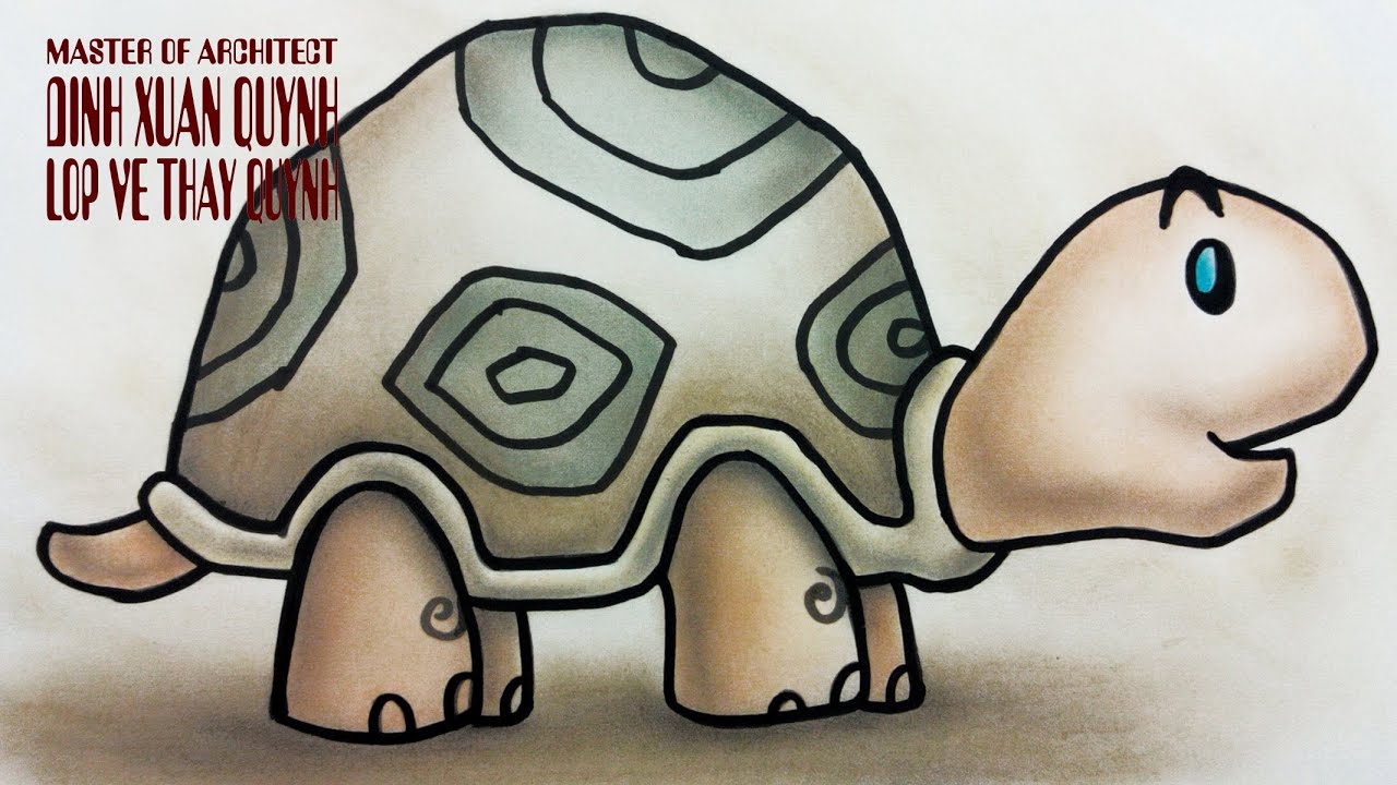 how to draw a cartoon Turtle (vẽ cụ Rùa) - YouTube