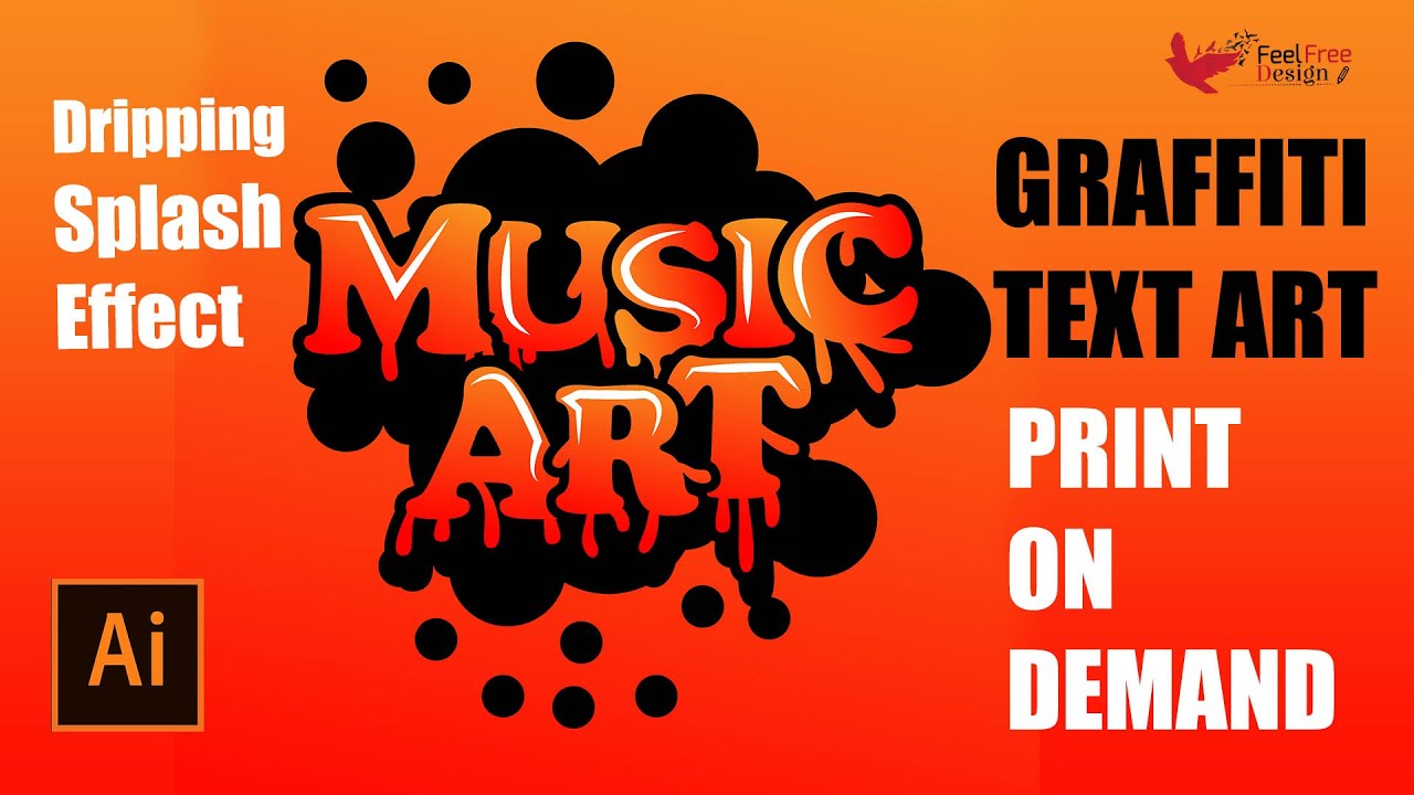 Vector Drip Effect Liquid Text Art, Dripping text with Illustrator